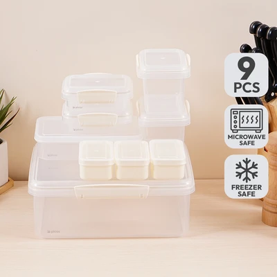 Gambar Picas Wadah Makanan Click Set 9 pcs Transparan