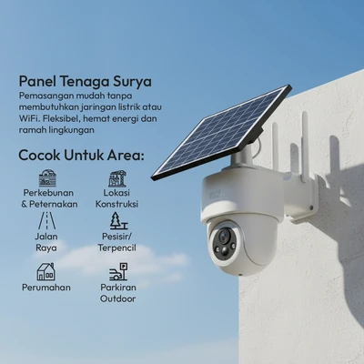 Gambar Krisbow Sync Smart 4G Camera CCTV D6615tv 4Mp Battery Solar Ptz Ray 24Q - Putih