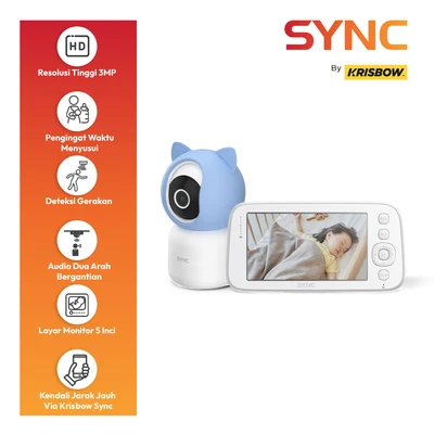 Gambar Krisbow Sync Set Smart Ip Camera Bayi Dengan Monitor 3Mp Wink 11T - Putih