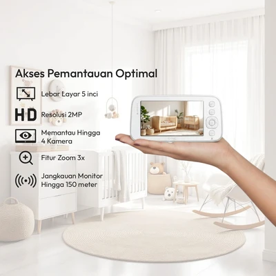 Gambar Krisbow Sync Set Smart Ip Camera Bayi Dengan Monitor 3Mp Wink 11T - Putih