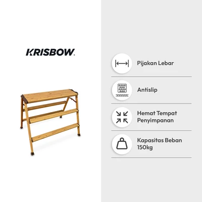 Gambar Krisbow Tangga Longstep Twin 3 Step - Cokelat