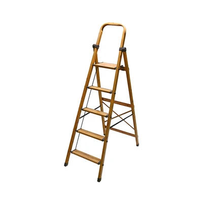 Gambar Krisbow Tangga Lipat Aluminium Handrail 5 Step - Cokelat