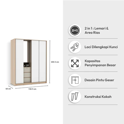 Gambar Informa Paxton Lemari Pakaian 4 Pintu - Putih