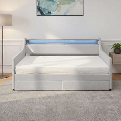Gambar Informa 100x200 cm Mia Tempat Tidur Daybed Dengan Laci Penyimpanan - Abu-Abu