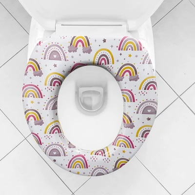 Gambar Kindla Alas Duduk Kloset Anak Soft Rainbow - Putih