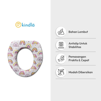 Gambar Kindla Alas Duduk Kloset Anak Soft Rainbow - Putih