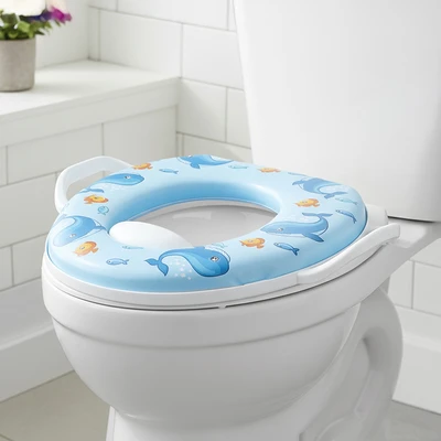 Gambar Kindla Alas Duduk Kloset Anak Dengan Handle Whale - Biru