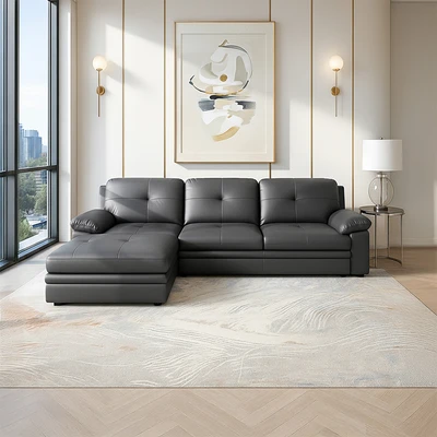 Gambar Informa ZEV Sofa Sudut Kulit Kiri - Hitam