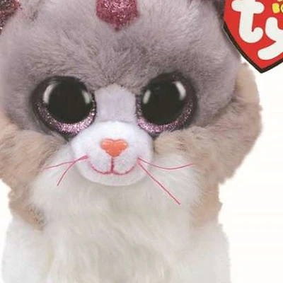 Gambar Ty Beanie Boos Boneka Asher Cat With Horn - Abu-abu/putih