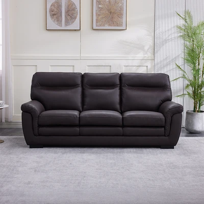 Gambar Informa Montero Sofa Kulit 3 Seater - Cokelat Tua