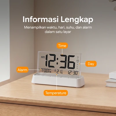 Gambar Forhom Jam Meja Lcd Digital Transparan - Putih