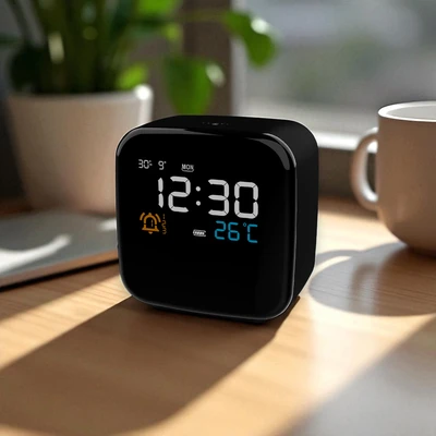 Gambar Forhom Jam Meja LED Digital Dengan Alarm Rechargeable Sunrise Mood - Hitam
