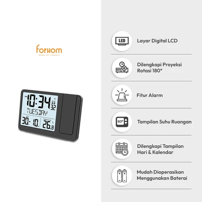 Jual Forhom Jam Meja Lcd Digital Proyektor - Hitam Terbaru | Ruparupa