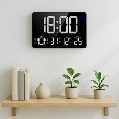 Gambar Forhom Jam Dinding Lcd Digital Big Display Rectangle - Hitam
