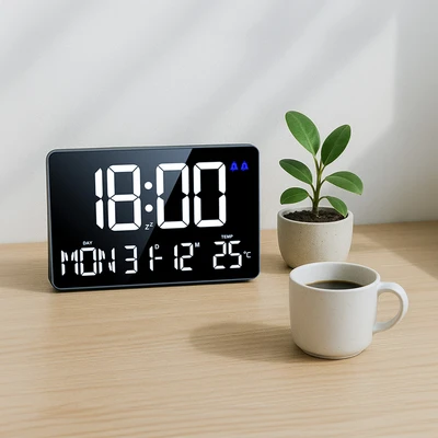 Gambar Forhom Jam Dinding Lcd Digital Big Display Rectangle - Hitam