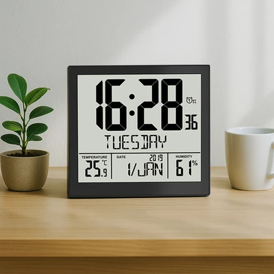 Gambar Forhom Jam Dinding Lcd Digital Big Display Square - Hitam