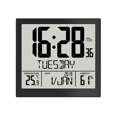 Gambar Forhom Jam Dinding Lcd Digital Big Display Square - Hitam
