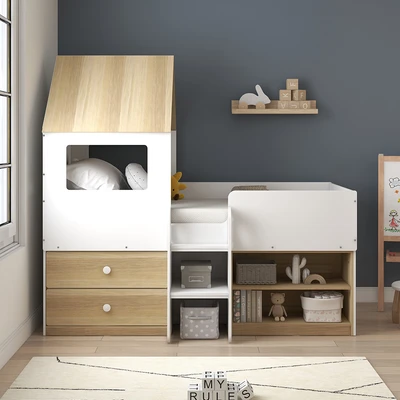 Gambar Informa Stanley Mid Tempat Tidur Anak Scandinavian - Cokelat/Putih