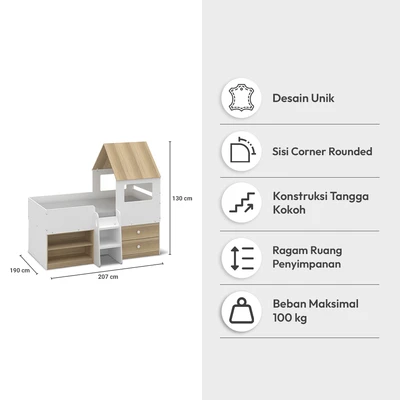 Gambar Informa Stanley Mid Tempat Tidur Anak Scandinavian - Cokelat/Putih