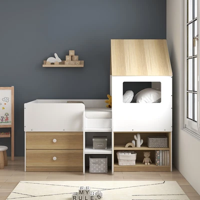 Gambar Informa Stanley Mid Tempat Tidur Anak Scandinavian - Cokelat/Putih