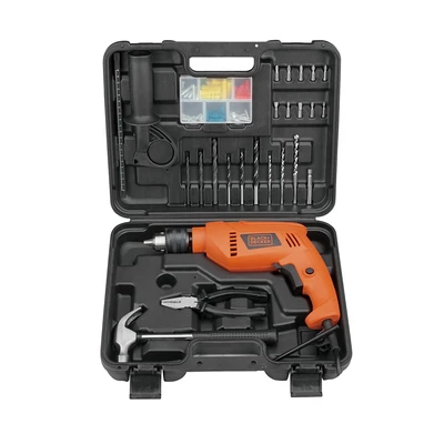 Gambar Black & Decker Set Bor Listrik Impact 550 Watt 13 mm - Oranye/Hitam