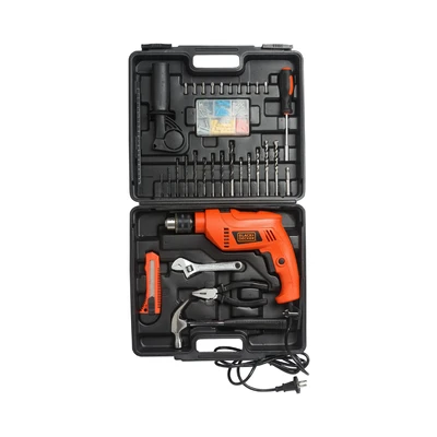 Gambar Black & Decker Set Bor Listrik Impact 550 Watt 13 mm Dengan Cutter - Oranye/Hitam
