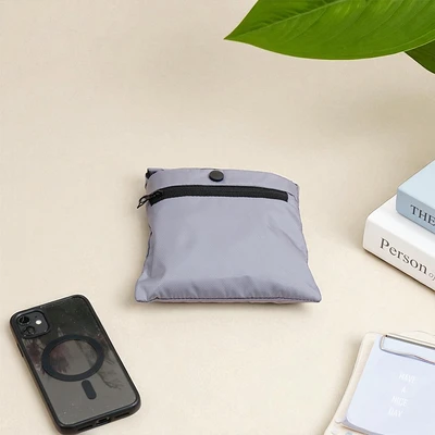 Gambar Ataru Tas Bahu Lipat Nylon Medium - Hitam/Abu-Abu