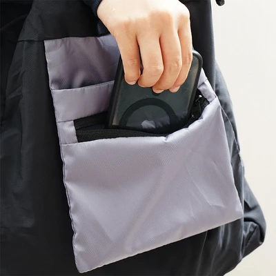 Gambar Ataru Tas Bahu Lipat Nylon Medium - Hitam/Abu-Abu