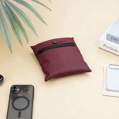 Gambar Ataru Tas Bahu Lipat Nylon Medium - Biru Navy/Merah Maroon