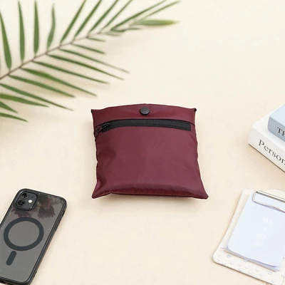 Gambar Ataru Tas Bahu Lipat Nylon Medium - Biru Navy/Merah Maroon