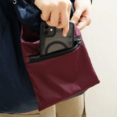 Gambar Ataru Tas Bahu Lipat Nylon Medium - Biru Navy/Merah Maroon