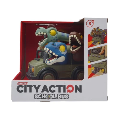 Gambar Cruzer City Action Friction School Bus Dinosaur - Mix