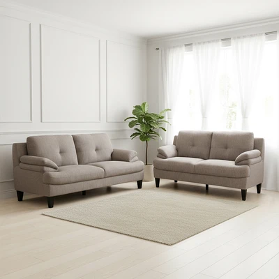 Gambar Informa Jackson Set Sofa Fabric 2 & 3 Seater - Cokelat Muda