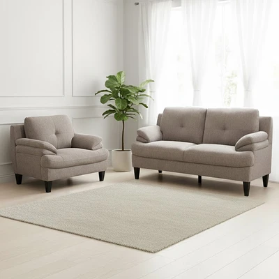 Gambar Informa Jackson Set Sofa Fabric 1 & 3 Seater - Cokelat Muda