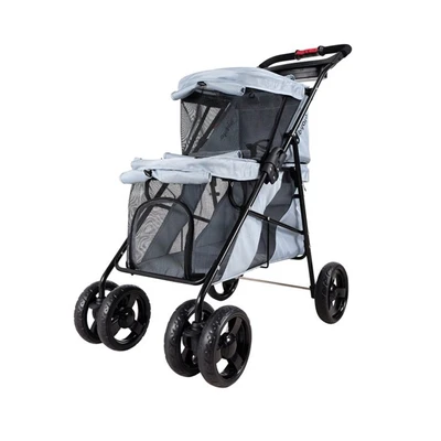 Gambar Ibiyaya Travois Stroller Hewan 2 Tingkat - Abu-Abu