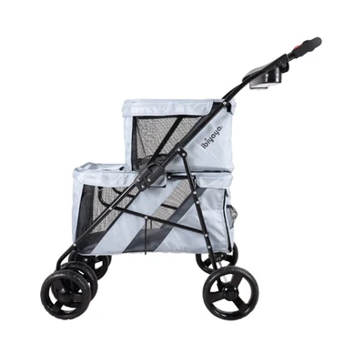 Gambar Ibiyaya Travois Stroller Hewan 2 Tingkat - Abu-Abu
