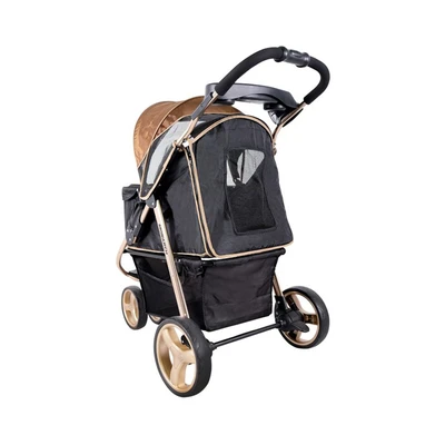 Gambar Ibiyaya Monarch Premium Stoller Hewan - Hitam/Gold