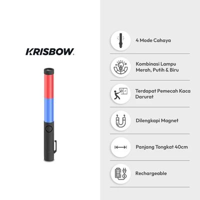 Gambar Krisbow Tongkat Sinyal Lalu Lintas Rechargeable Dengan Magnet & Sirine 40 cm