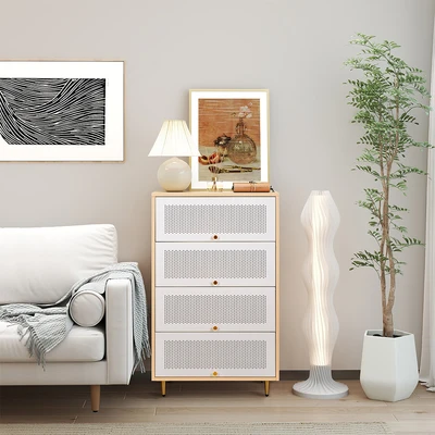 Gambar Informa Leslie Kabinet 4 Pintu - Putih/Cokelat