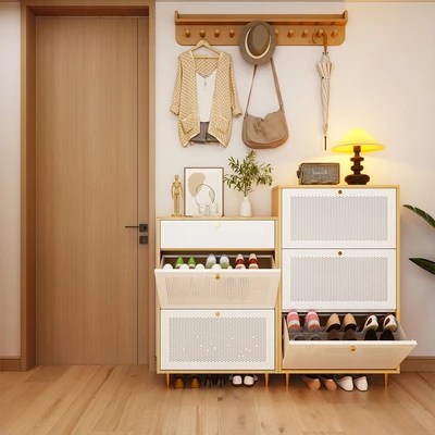 Gambar Informa Leslie Kabinet Sepatu 2 Tingkat - Putih/Cokelat