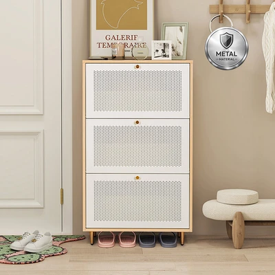 Gambar Informa Leslie Kabinet Sepatu 3 Tingkat - Putih/Cokelat