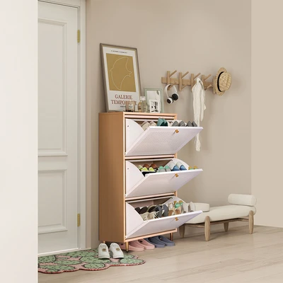 Gambar Informa Leslie Kabinet Sepatu 3 Tingkat - Putih/Cokelat