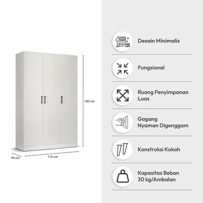 Gambar Informa Luca Utility Lemari 3 Pintu - Putih