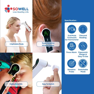 Gambar Sowell Termometer Infrared Tubuh 2 In 1 - Putih/Abu-Abu
