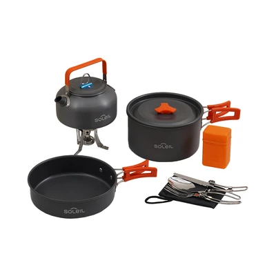 Gambar Soleil Set 5 Pcs Alat Masak Camping Nesting Aluminium - Hitam