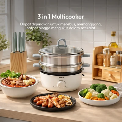 Gambar Kris Multi Cooker Stainless Steel 2.5 Liter - Putih