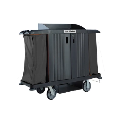 Gambar Krisbow Troli Housekeeping Hotel Dengan Pintu 152x56x127 cm - Hitam