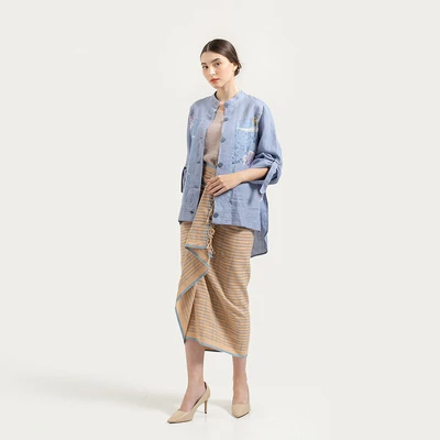 Gambar Gitaratna Ukuran M/L Mina Outer Wanita - Biru