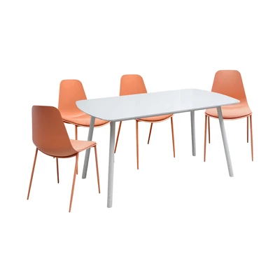 Gambar Informa Hallie Flavian II Set Meja Makan 4 Kursi - Merah Terracotta/Putih