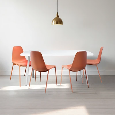 Gambar Informa Hallie Flavian II Set Meja Makan 4 Kursi - Merah Terracotta/Putih